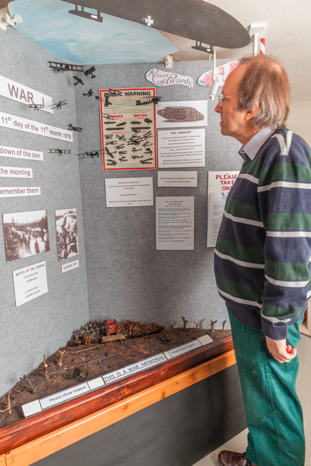 Visitor to Fordingbridge Museum browsing a display.